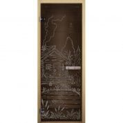 Дверь стекло Бронза, рис. "БАНЬКА", 190х70 (8мм, 3 петли 716 CR) (ОСИНА) левая