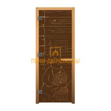 Дверь стекло Бронза Матовая "МИШКА" 190х70 (8мм, 3 петли 710 CR) (ОСИНА) Лев